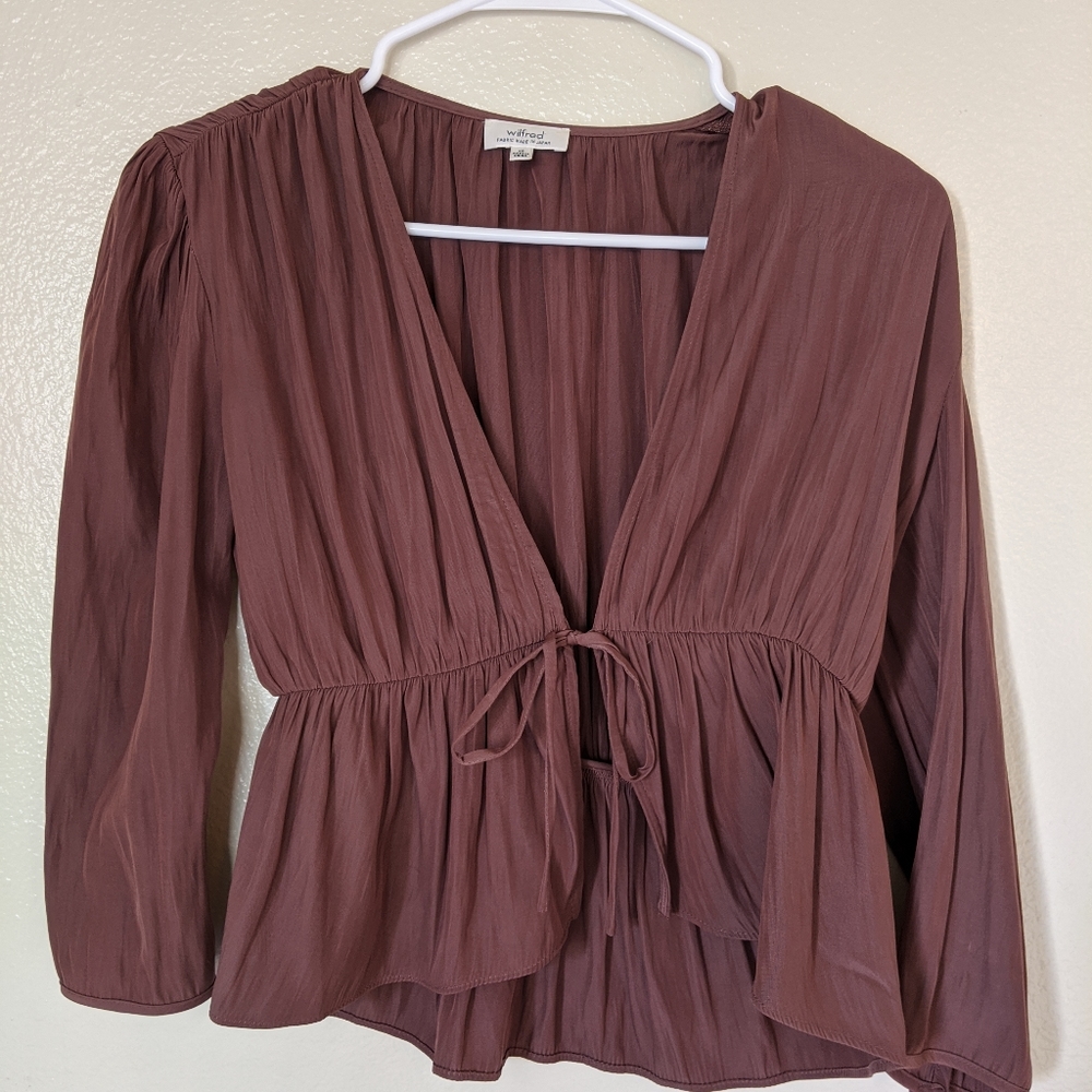 Aritzia Tie Front Silk Top